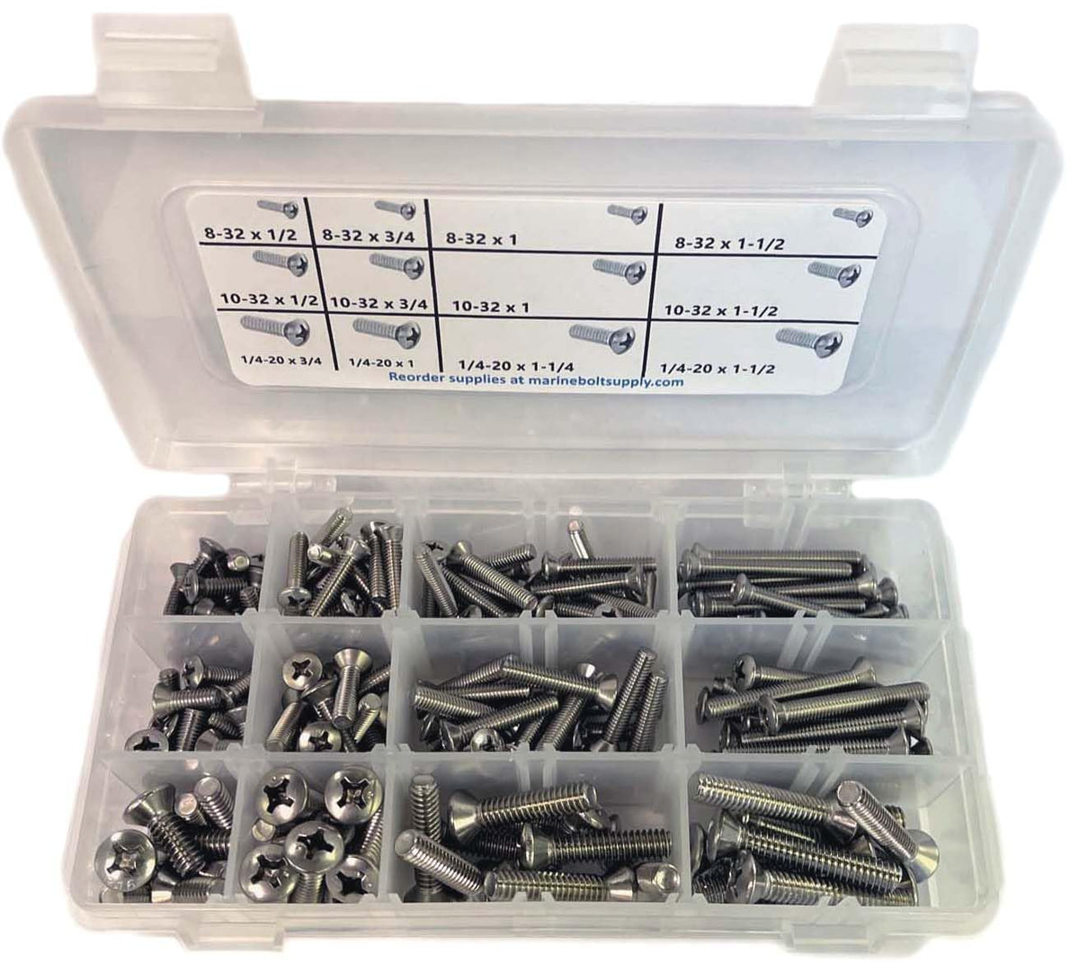 Type 316 Stainless Phillips Oval Machine Screw Assortment Kit