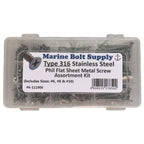 Type 316 Stainless Phillips Flat Sheet Metal Screw Assortment Kit