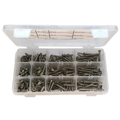 Type 316 Stainless Phillips Flat Sheet Metal Screw Assortment Kit