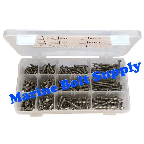 Type 316 Stainless Phillips Flat Sheet Metal Screw Assortment Kit