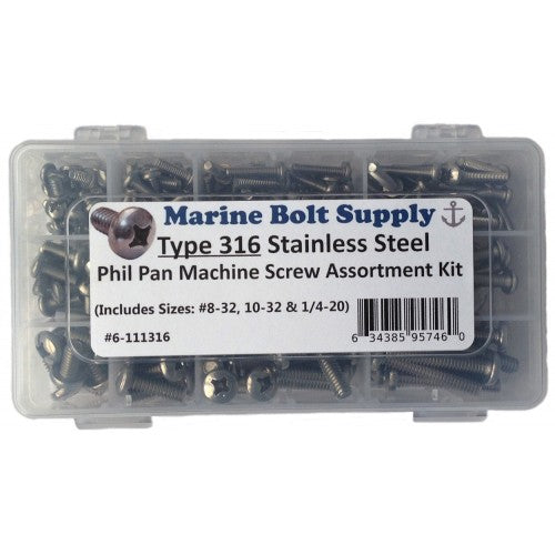 Type 316 Stainless Phillips Pan Machine Screw Assortment Kit