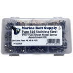 Type 316 Stainless Phillips Truss Sheet Metal Screw Assortment Kit