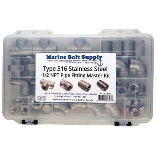 Type 316 Stainless 1/2 NPT Schedule 40 Pipe Fitting Assortment Kit
