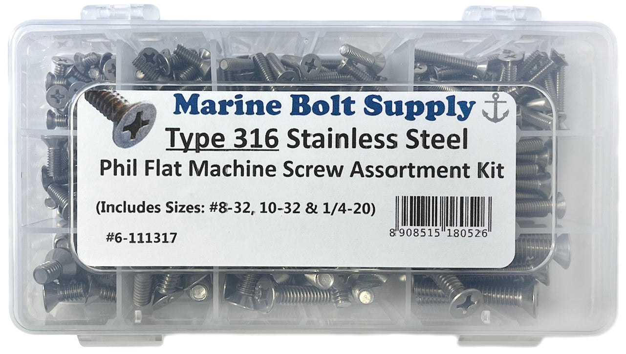 Type 316 Stainless Phillips Flat Machine Screw Assortment Kit