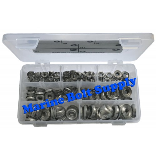 Stainless Steel Finishing Cup Washer Assortment Kit Sizes #4 to 5/16 