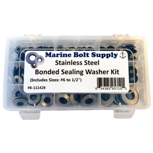 Type 18-8 Stainless Steel Neoprene Bonded Sealing Washers Size 1/2 Marine Bolt Supply pack of 25pcs 