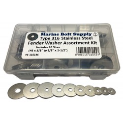 325x Stainless Steel Fender Washer Assortment Kit Sizes M2 to M16 Stainless 