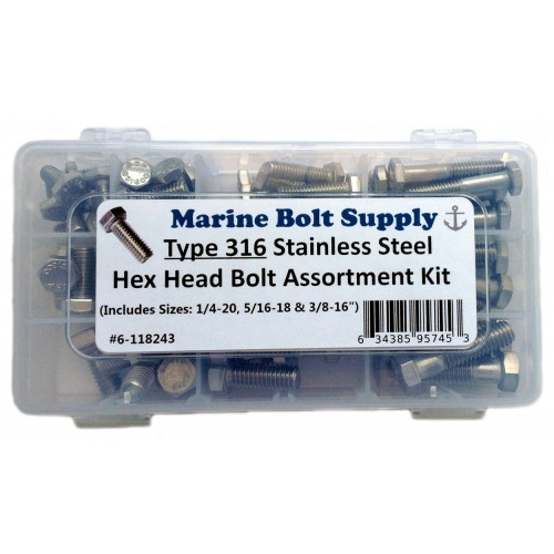 Type 316 Stainless Steel Lock Washer Assortment Kit Marine Bolt Supply 6-111235 
